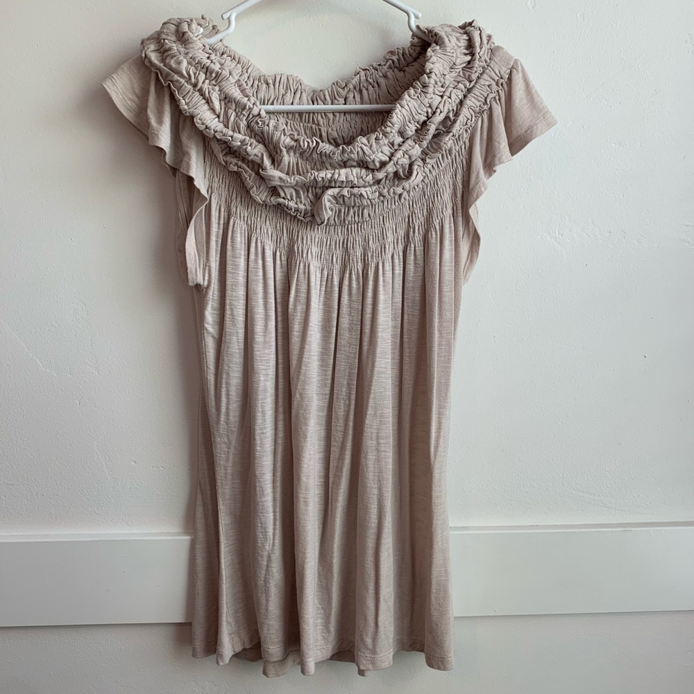 Anthropologie One September Cream Ruched Blouse